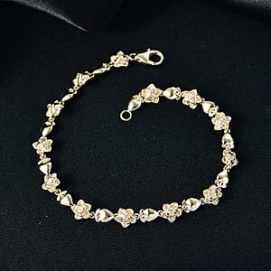 Luxoro Blooming Rose Bracelet in 10K Yellow Gold (6.50 In) 9.71 Grams