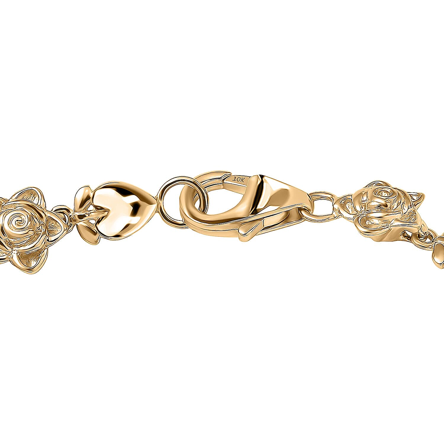 Luxoro Blooming Rose Bracelet in 10K Yellow Gold (6.50 In) 9.71 Grams