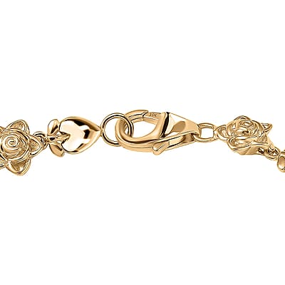 Luxoro Blooming Rose Bracelet in 10K Yellow Gold (6.50 In) 9.71 Grams