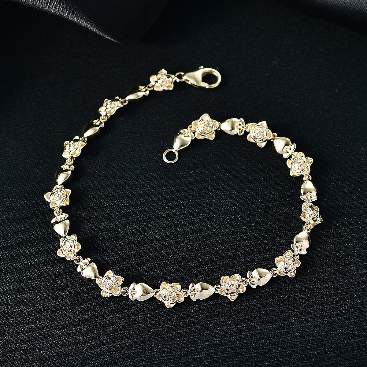 Luxoro Blooming Rose Bracelet in 10K Yellow Gold (7.25 In) 10.60 Grams image number 1