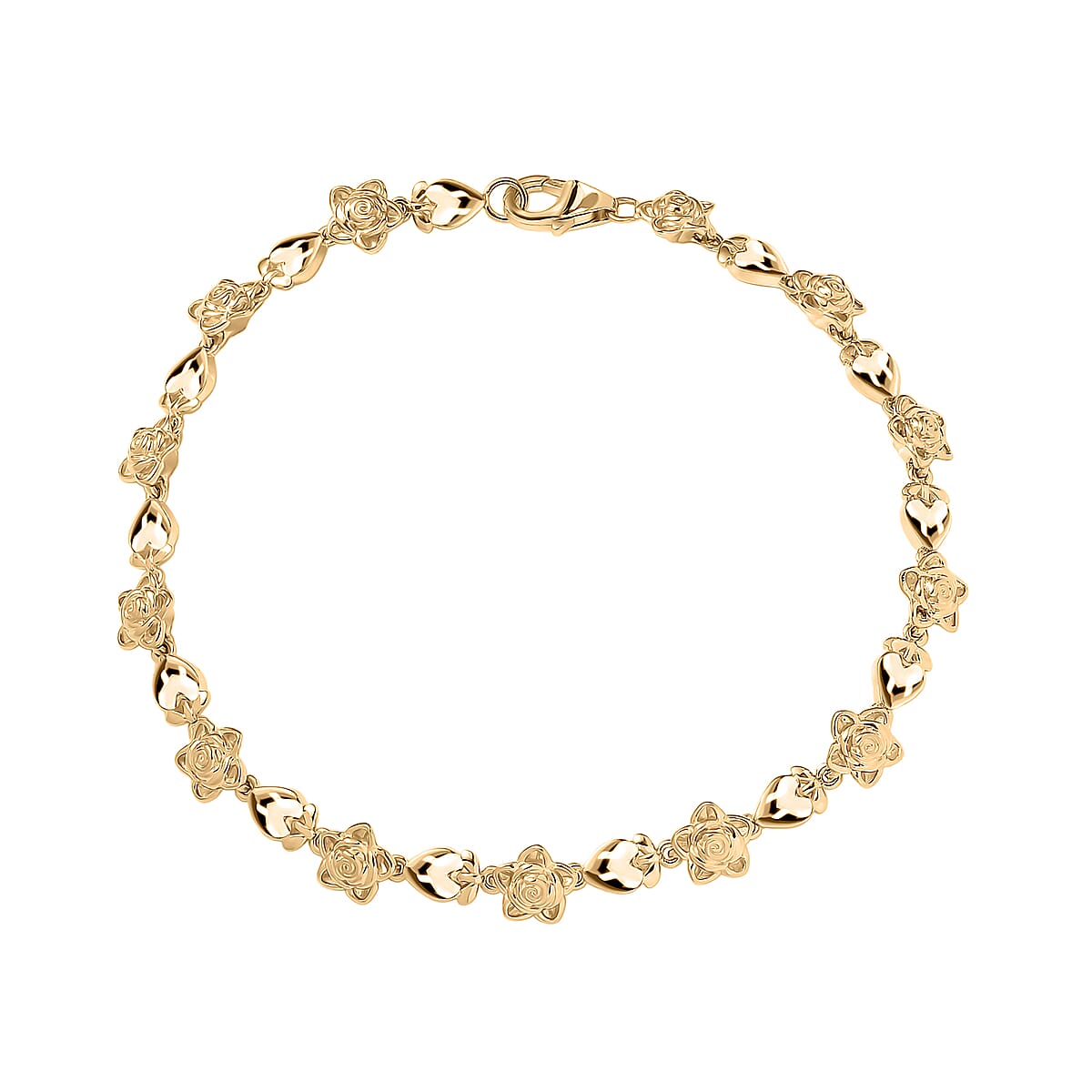Luxoro Blooming Rose Bracelet in 10K Yellow Gold (8.00 In) 11.98 Grams image number 0