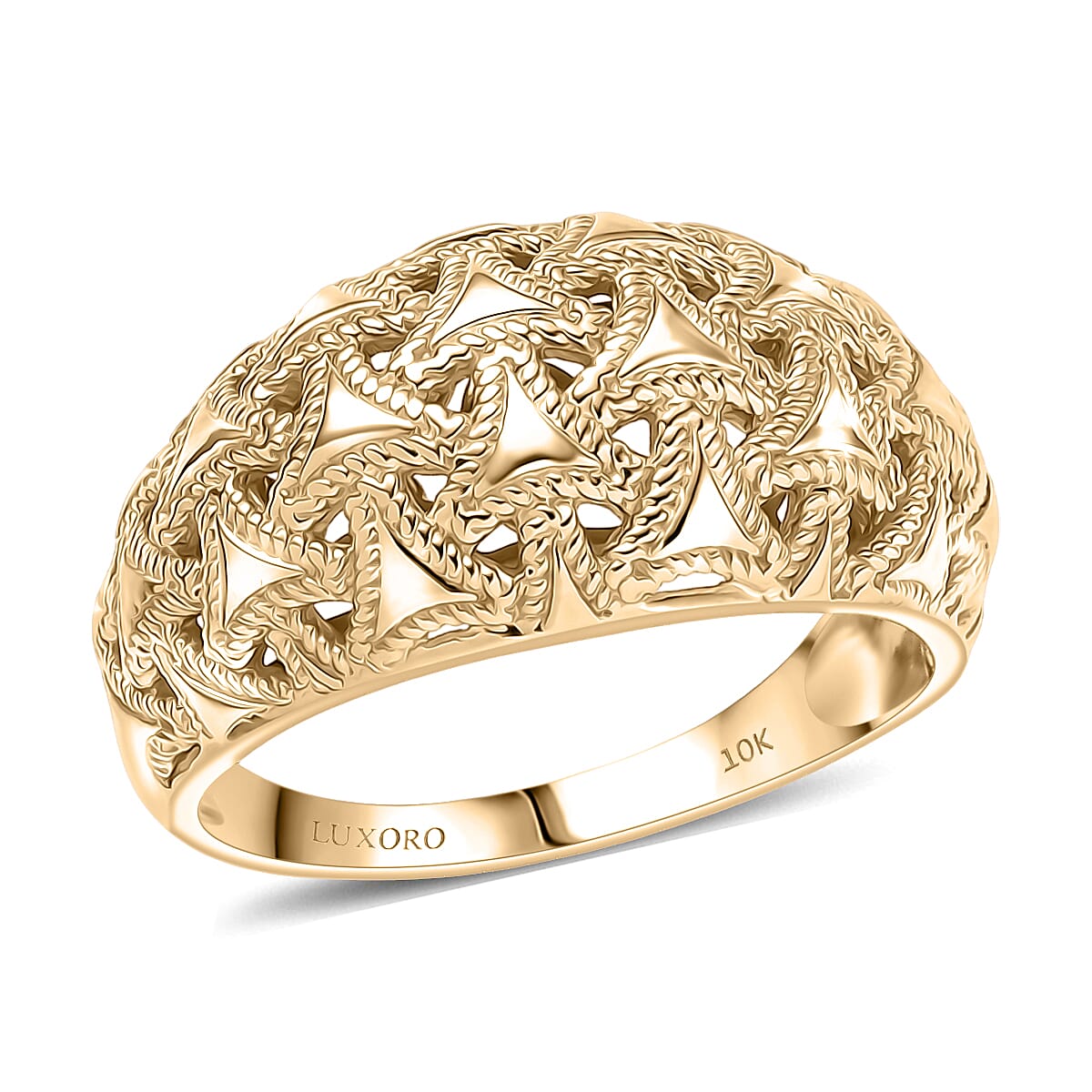 Luxoro Arrow Wave Ring in 10K Yellow Gold (Size 6.0) 4.5 Grams image number 0