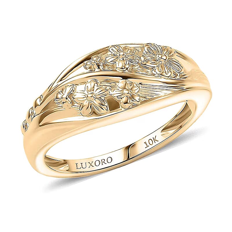Luxoro 10K Yellow Gold Rose Floral Ring 3.65 Grams(Size 12.0)