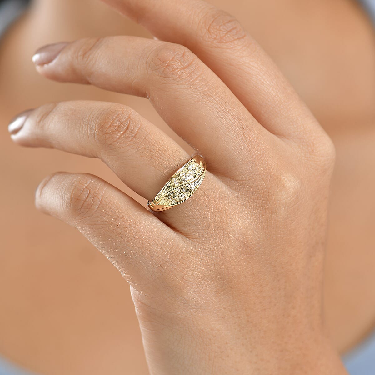 Luxoro 10K Yellow Gold Rose Floral Ring 3.65 Grams(Size 7.0) image number 2