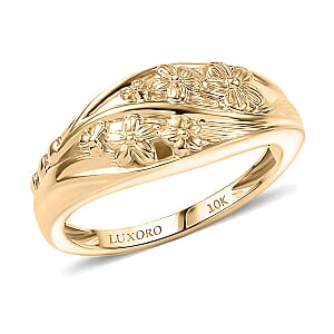 Luxoro 10K Yellow Gold Rose Floral Ring 3.65 Grams(Size 7.5)