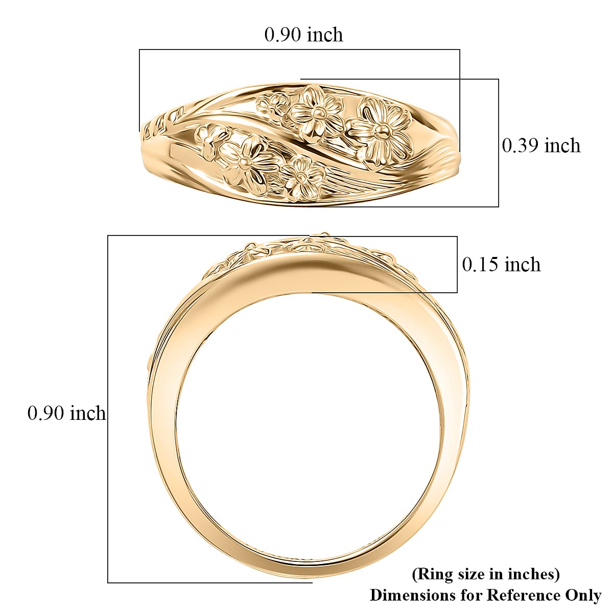 Luxoro 10K Yellow Gold Rose Floral Ring 3.65 Grams(Size 8.0) image number 5