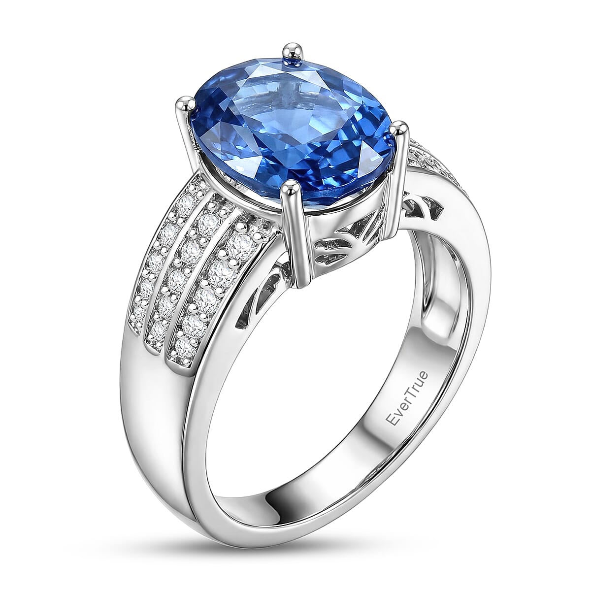 EverTrue Color Change Fluorite (IR) and Moissanite 3.40 ctw Ring in Platinum Bond (Size 5.0) image number 3