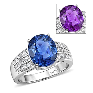 EverTrue Color Change Fluorite (IR) and Moissanite 3.40 ctw Ring in Platinum Bond (Size 6.0)