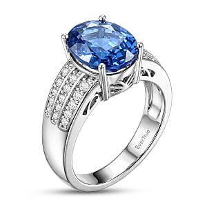 EverTrue Color Change Fluorite (IR) and Moissanite 3.40 ctw Ring in Platinum Bond (Size 7.0)