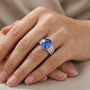 EverTrue Color Change Fluorite (IR) and Moissanite 3.40 ctw Ring in Platinum Bond (Size 8.0)