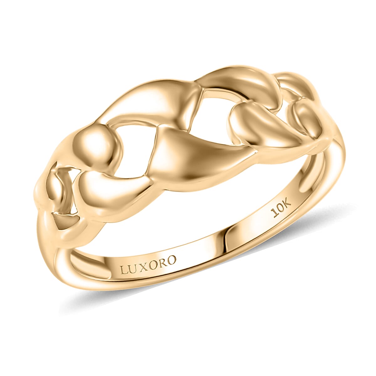 Luxoro Classic Cuban Ring in 10K Yellow Gold (Size 6.0) 3.20 Grams image number 0