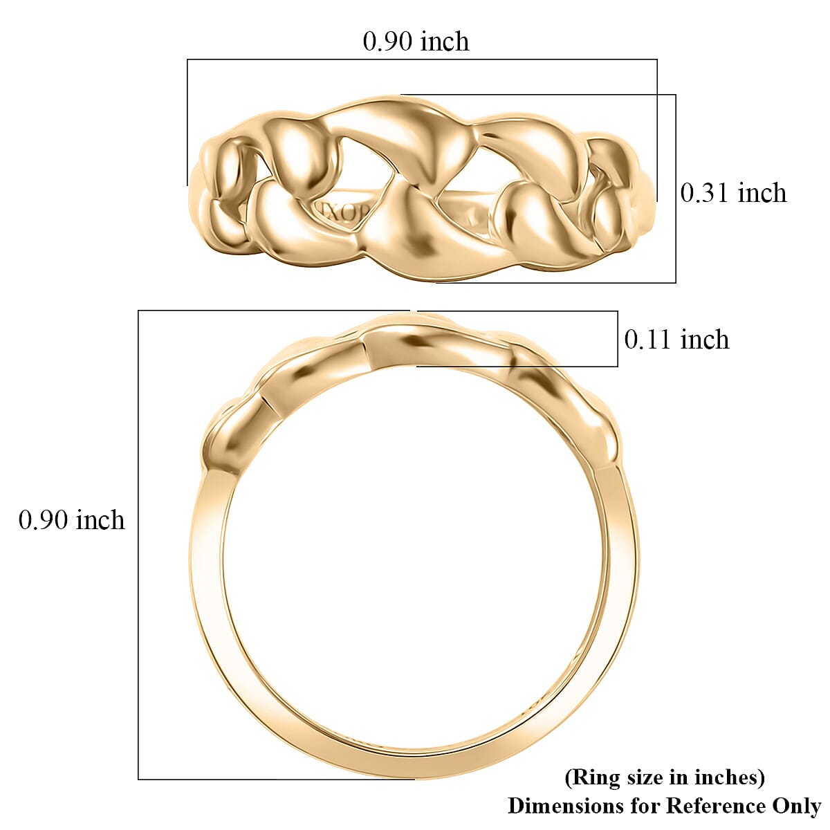 Luxoro Classic Cuban Ring in 10K Yellow Gold (Size 6.0) 3.20 Grams image number 5