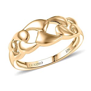 Luxoro 10K Yellow Gold Classic Cuban Ring 3.20 Grams (Size 9.5)