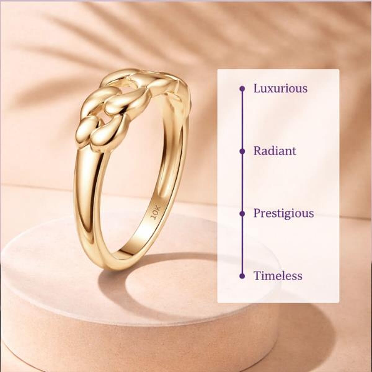 Luxoro 10K Yellow Gold Classic Cuban Ring 3.20 Grams (Size 9.5) image number 3