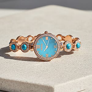 Strada Blue Howlite, Austrian Crystal Japanese Movement Watch in Rosetone 3.00 ctw