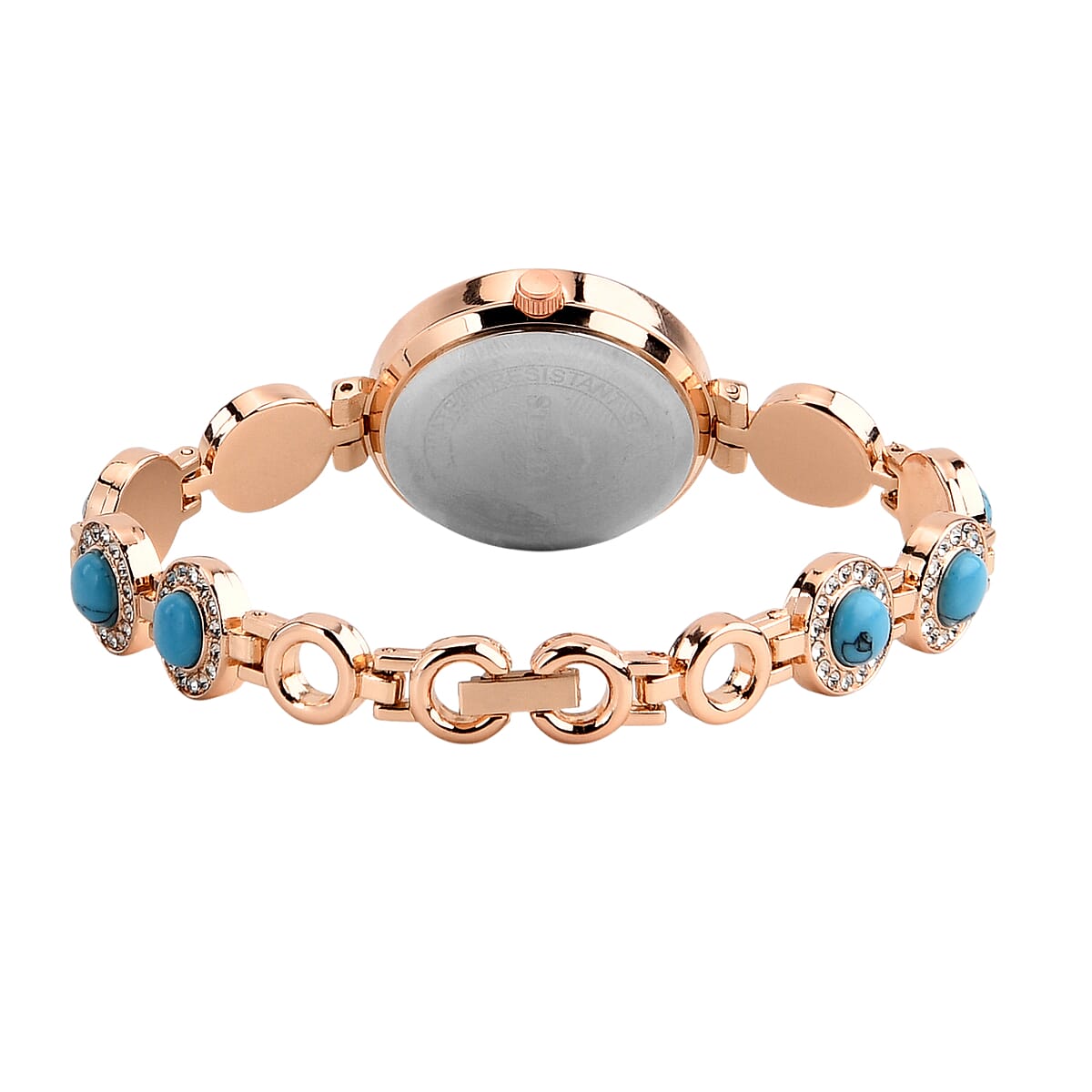 Strada Blue Howlite, Austrian Crystal Japanese Movement Watch in Rosetone 3.00 ctw image number 5