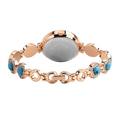Strada Blue Howlite, Austrian Crystal Japanese Movement Watch in Rosetone 3.00 ctw