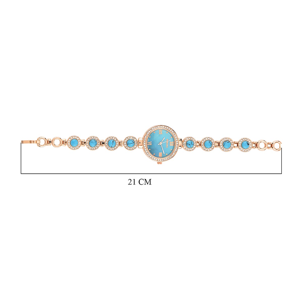 Strada Blue Howlite, Austrian Crystal Japanese Movement Watch in Rosetone 3.00 ctw image number 6