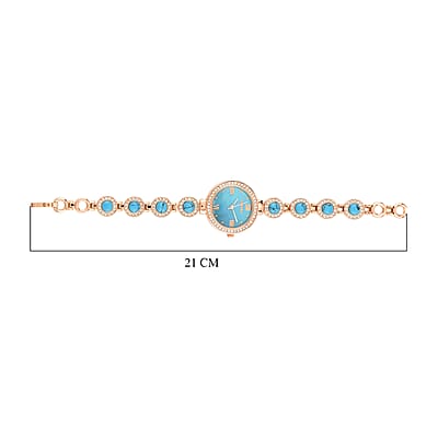 Strada Blue Howlite, Austrian Crystal Japanese Movement Watch in Rosetone 3.00 ctw