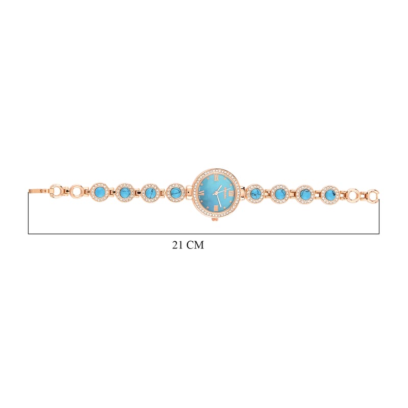 Strada Blue Howlite, Austrian Crystal Japanese Movement Watch in Rosetone 3.00 ctw