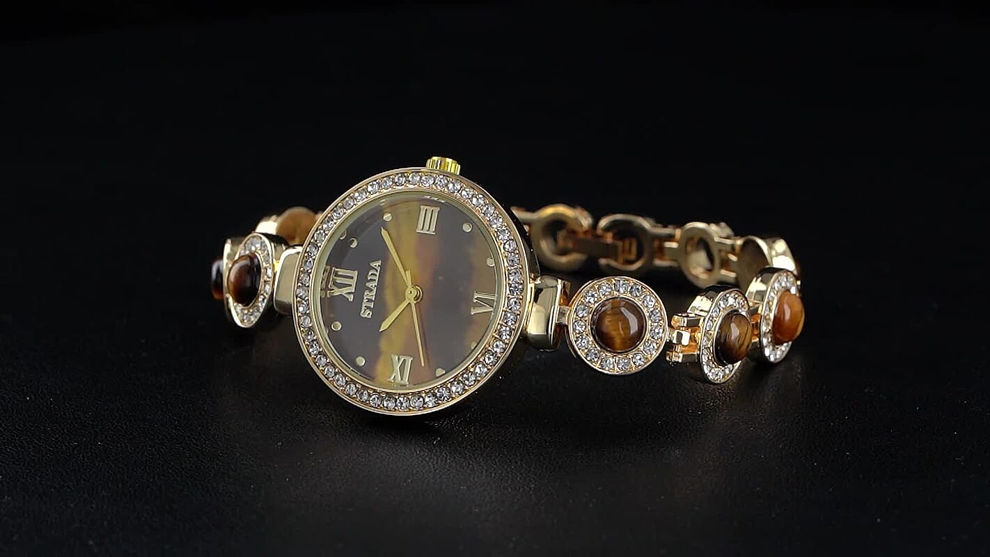 Strada Blue Howlite, Austrian Crystal Japanese Movement Watch in Rosetone 3.00 ctw