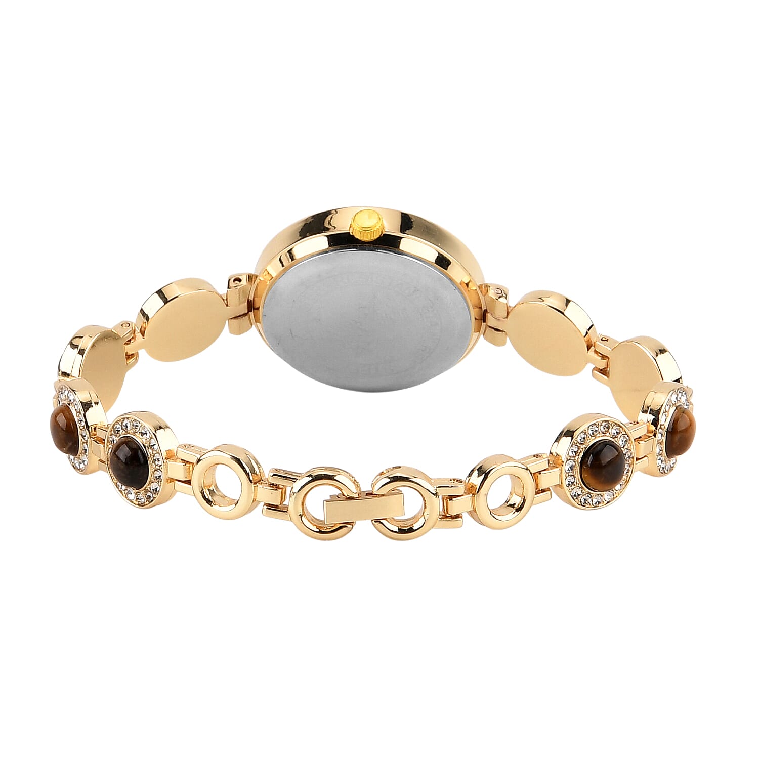 Strada Yellow Tiger Eye, Austrian Crystal Japanese Movement Watch in Goldtone 3.00 ctw