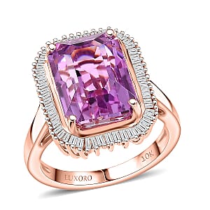 Luxoro 10K Rose Gold AAAA Patroke Kunzite, Diamond (G-H, I2) (0.30 cts) Ring (Size 10.0) 9.80 ctw