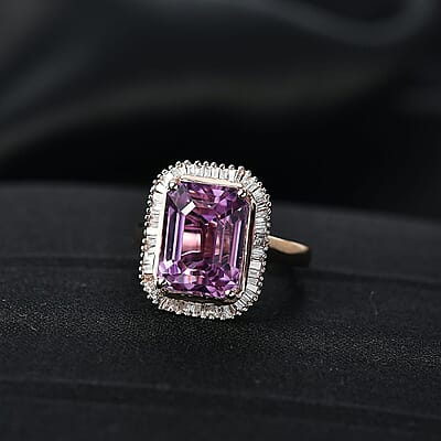 Luxoro AAAA Patroke Kunzite, Diamond Ring in 10K Rose Gold 9.80 ctw (Size 10.0)