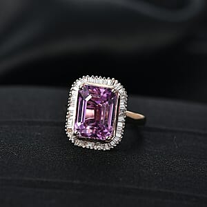Luxoro AAAA Patroke Kunzite, Diamond Ring in 10K Rose Gold 9.80 ctw (Size 8.0)