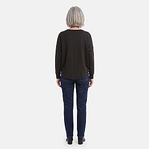 La Marey Black Lizard Crystal Crew Neck Pullover - One Size Fits Most