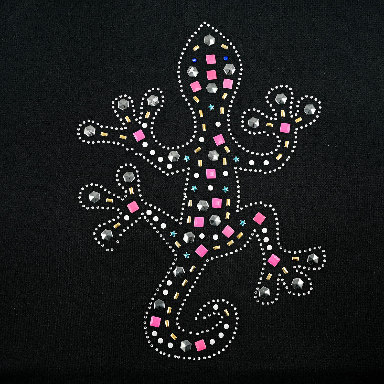 La Marey Black Lizard Crystal Crew Neck Pullover - One Size Fits Most