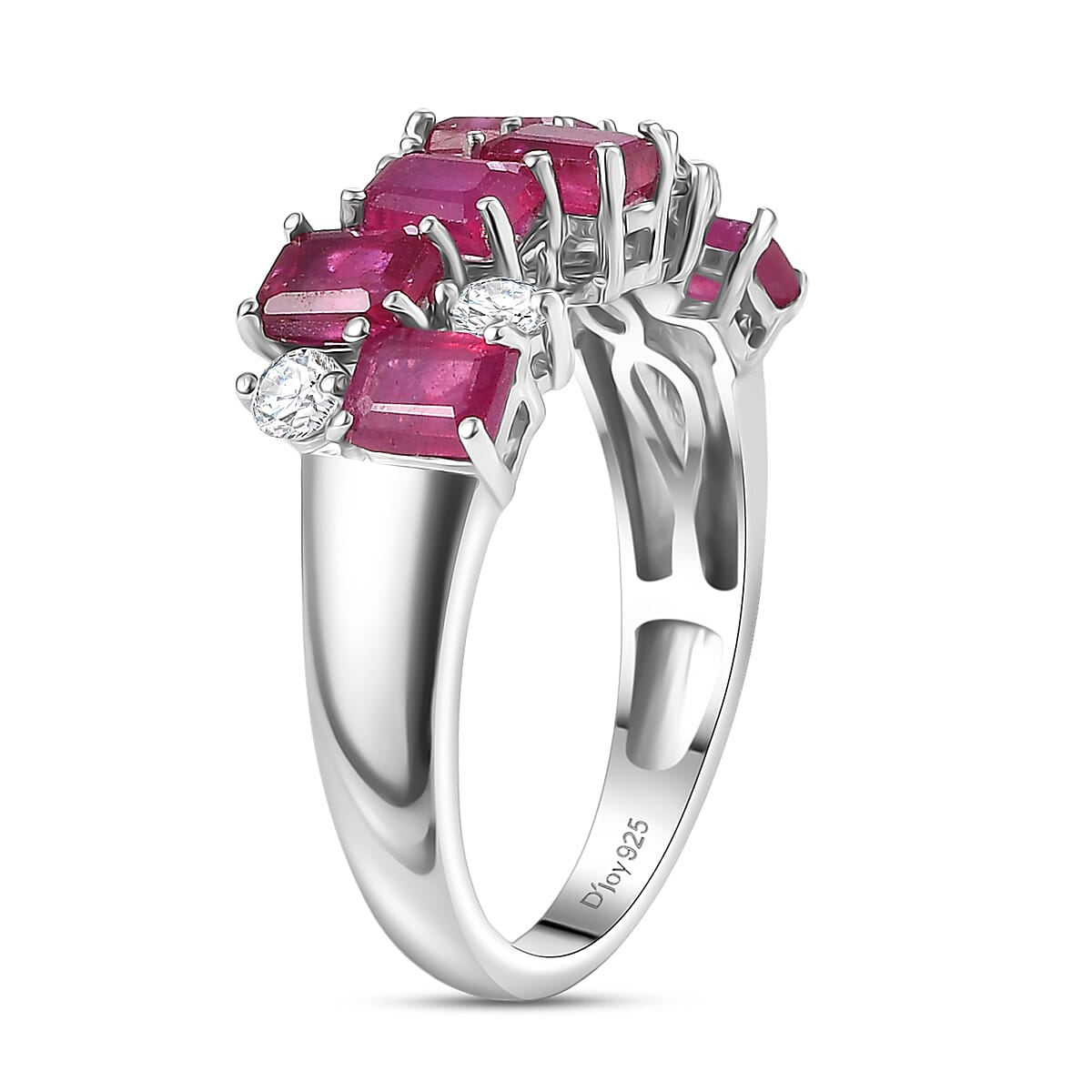 D'Joy Niassa Ruby (FF) and White Zircon 3.30 ctw Ring in Platinum Over Sterling Silver (Size 9.0) image number 3