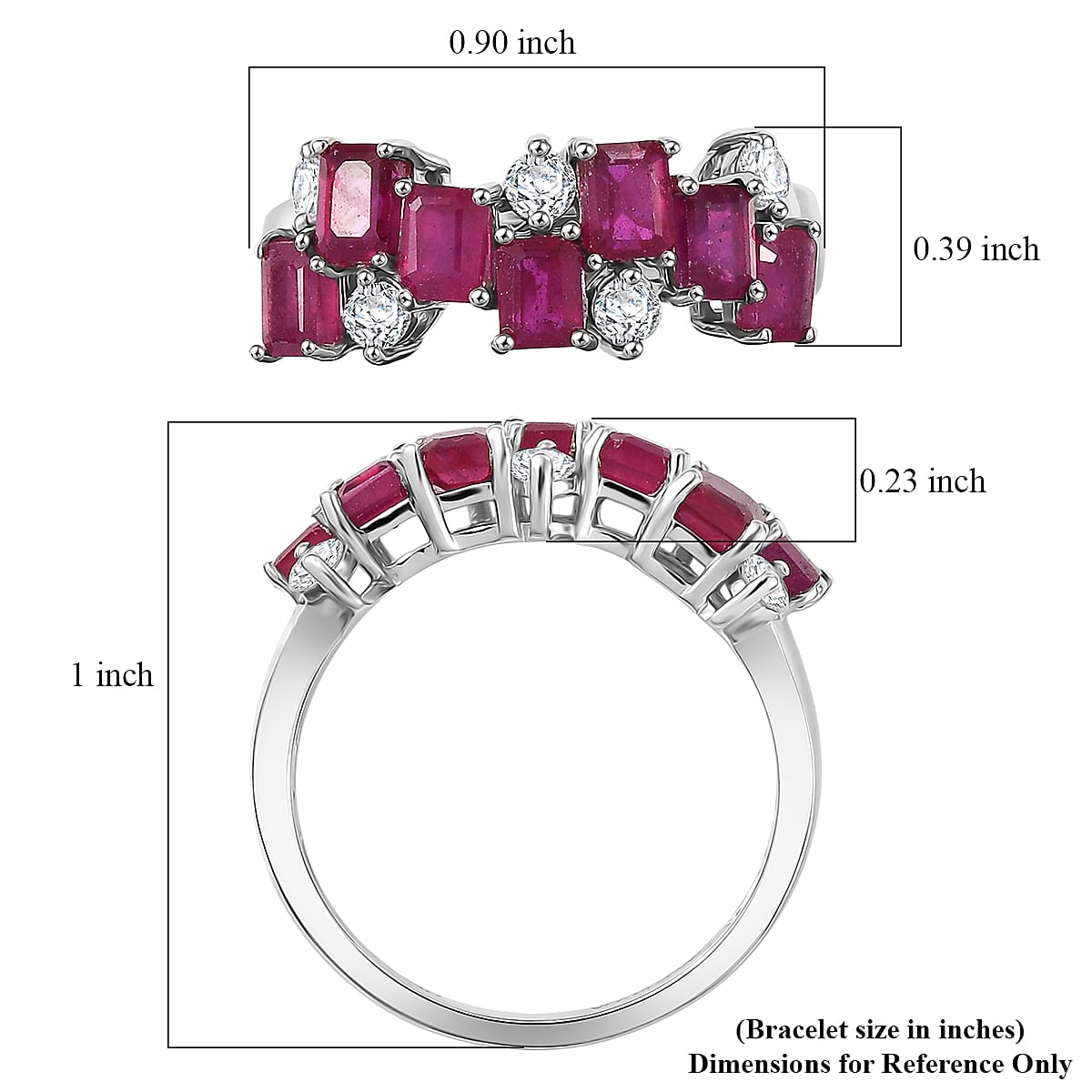 D'Joy Niassa Ruby (FF) and White Zircon 3.30 ctw Ring in Platinum Over Sterling Silver (Size 9.0) image number 5