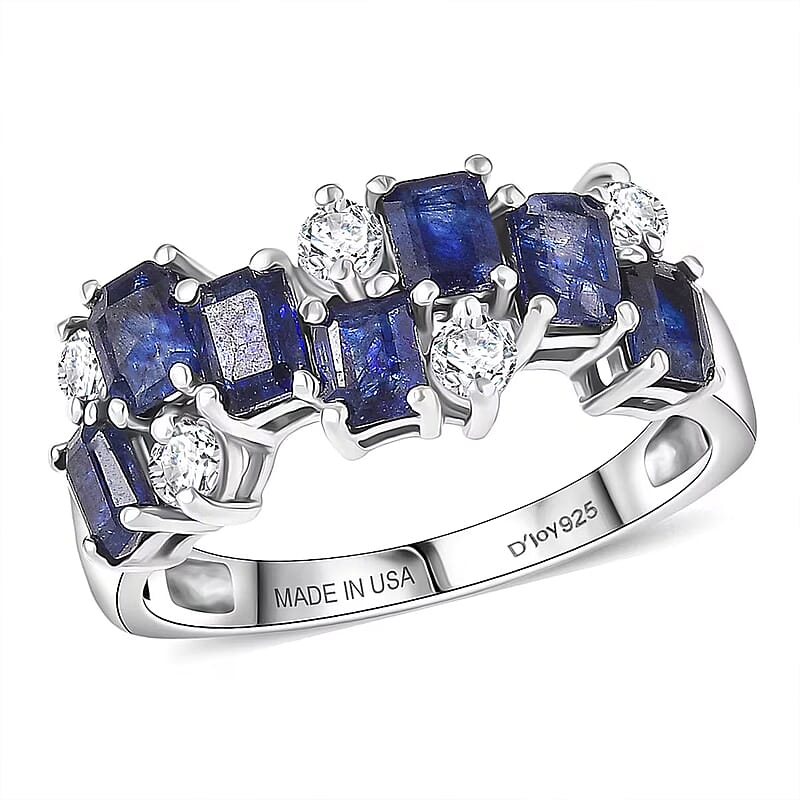 D'Joy Masoala Sapphire, White Zircon Ring in Platinum Over Sterling Silver 2.75 ctw (Size 10.0)