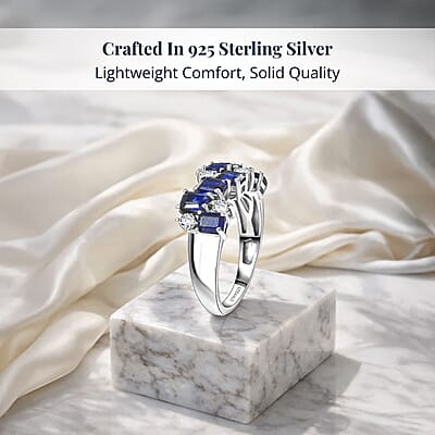 D'Joy Masoala Sapphire, White Zircon Ring in Platinum Over Sterling Silver 2.75 ctw (Size 10.0)