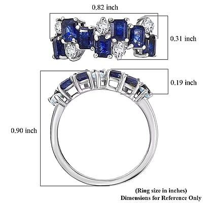 D'Joy Masoala Sapphire, White Zircon Ring in Platinum Over Sterling Silver 2.75 ctw (Size 10.0)