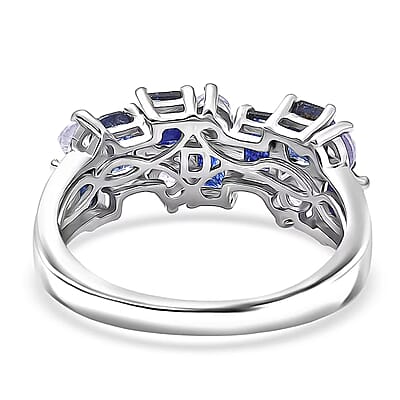 D'Joy Masoala Sapphire, White Zircon Ring in Platinum Over Sterling Silver 2.75 ctw (Size 10.0)
