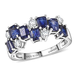 D'Joy Masoala Sapphire (D), White Zircon Ring in Platinum Over Sterling Silver (Size 10.0) 2.75 ctw