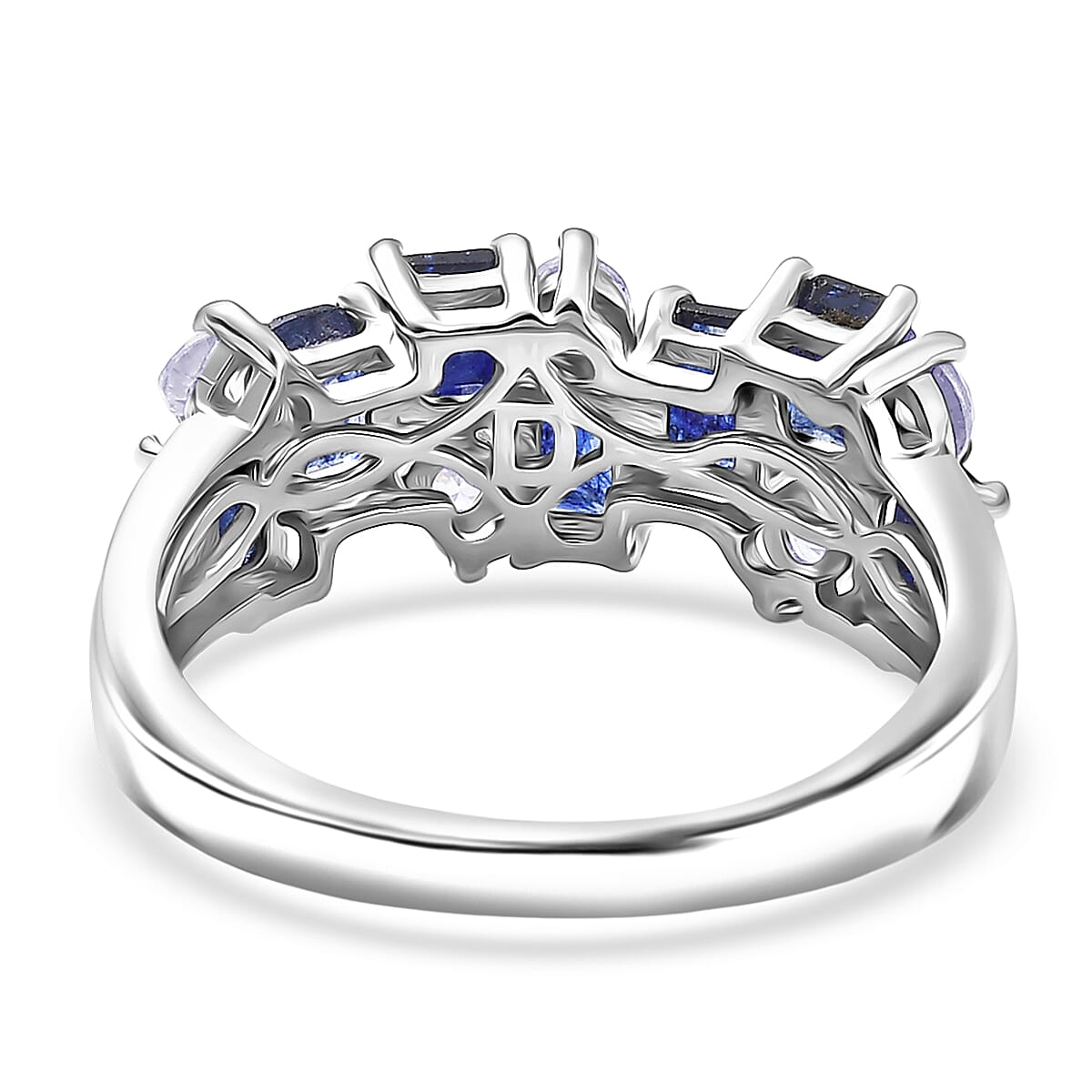 D'Joy Masoala Sapphire (D) and White Zircon 2.75 ctw Ring in Platinum Over Sterling Silver (Size 7.0) image number 4