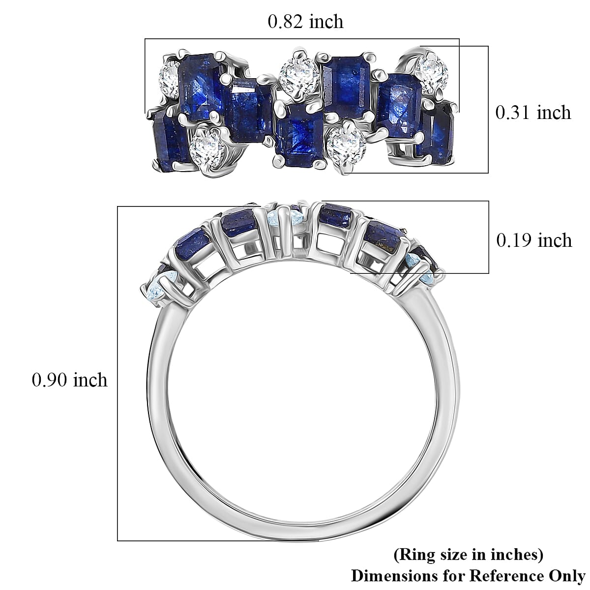 D'Joy Masoala Sapphire (D) and White Zircon 2.75 ctw Ring in Platinum Over Sterling Silver (Size 9.0) image number 5