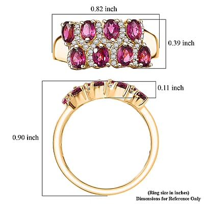 EverTrue Orissa Rhodolite Garnet, White Zircon Ring in 18K YG Plated 2.15 ctw (Size 10.0)