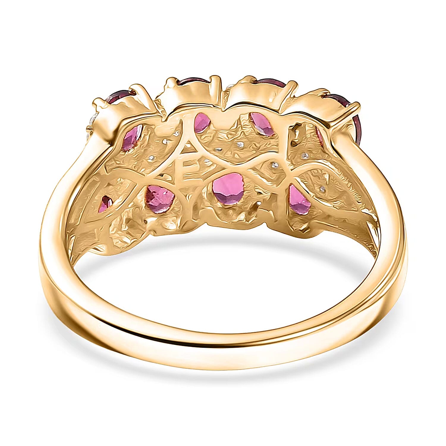 EverTrue Orissa Rhodolite Garnet, White Zircon Ring in 18K YG Plated 2.15 ctw (Size 10.0)