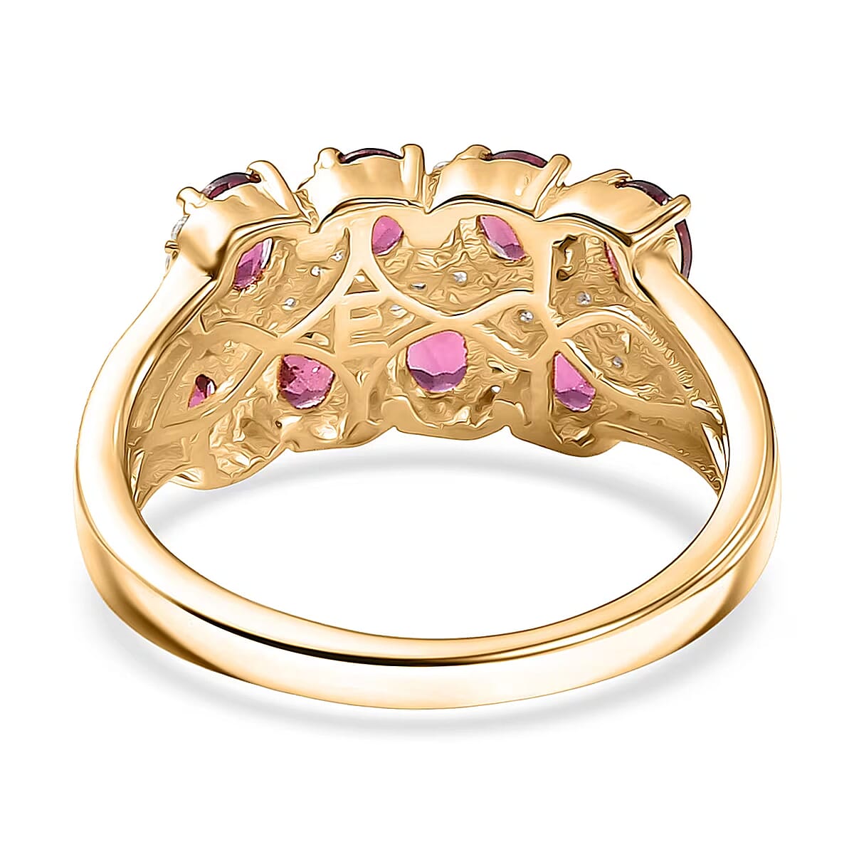 EverTrue Orissa Rhodolite Garnet, White Zircon Ring in 18K YG Plated (Size 10.0) 2.15 ctw image number 6