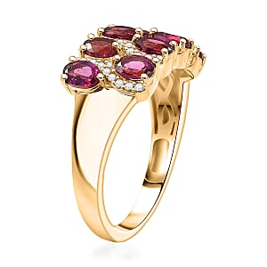 EverTrue Orissa Rhodolite Garnet, White Zircon Ring in 18K YG Plated 2.15 ctw (Size 5.0)