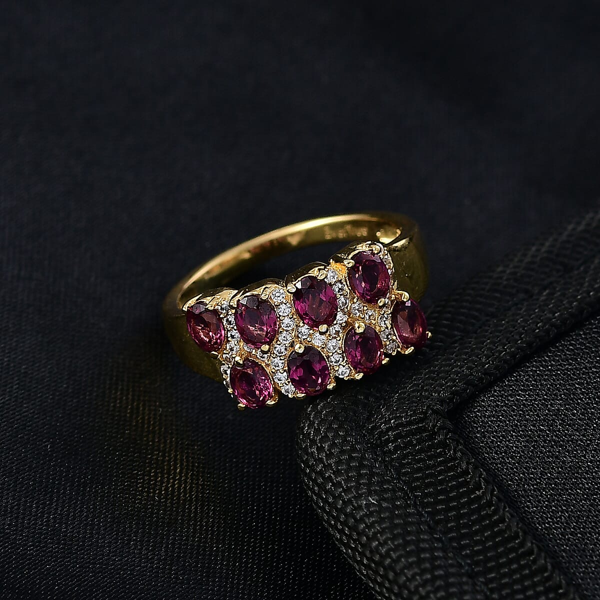 EverTrue Orissa Rhodolite Garnet, White Zircon Ring in 18K YG Plated 2.15 ctw (Size 7.0) image number 1