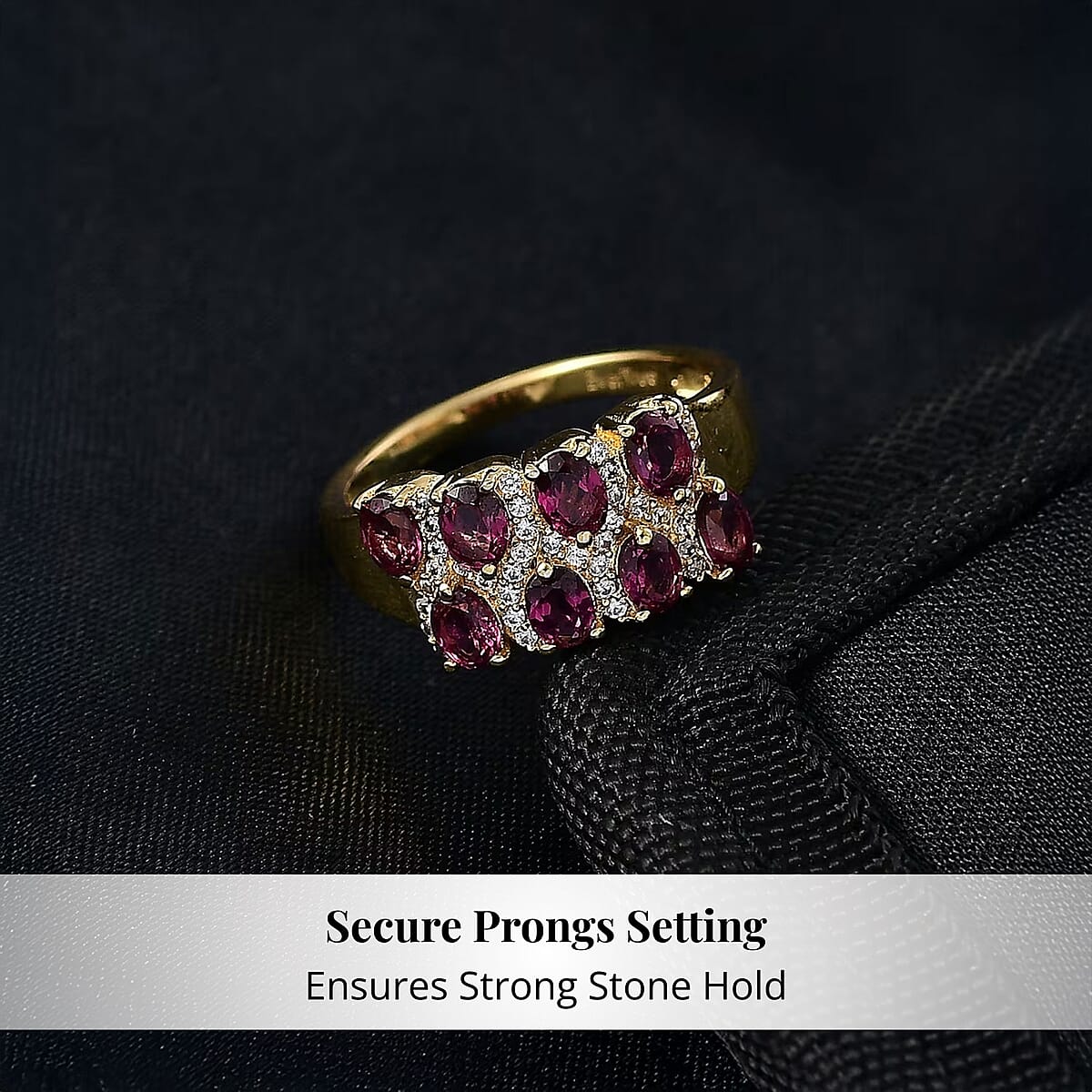 EverTrue Orissa Rhodolite Garnet, White Zircon Ring in 18K YG Plated 2.15 ctw (Size 8.0) image number 3
