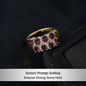 EverTrue Orissa Rhodolite Garnet, White Zircon Ring in 18K YG Plated 2.15 ctw (Size 8.0)
