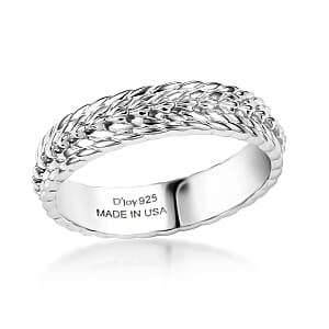 D'Joy Platinum Over Sterling Silver Band Ring (Size 10.0) (3.60 g)