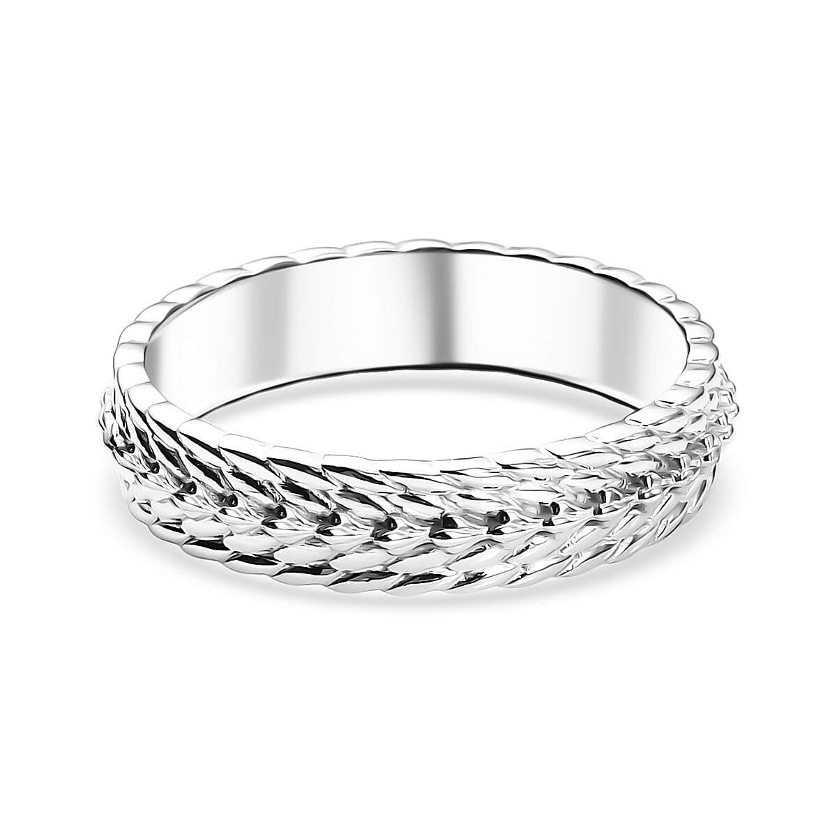 D'Joy Platinum Over Sterling Silver Leaf Vine Band Ring (Size 10.0) (3.60 g)