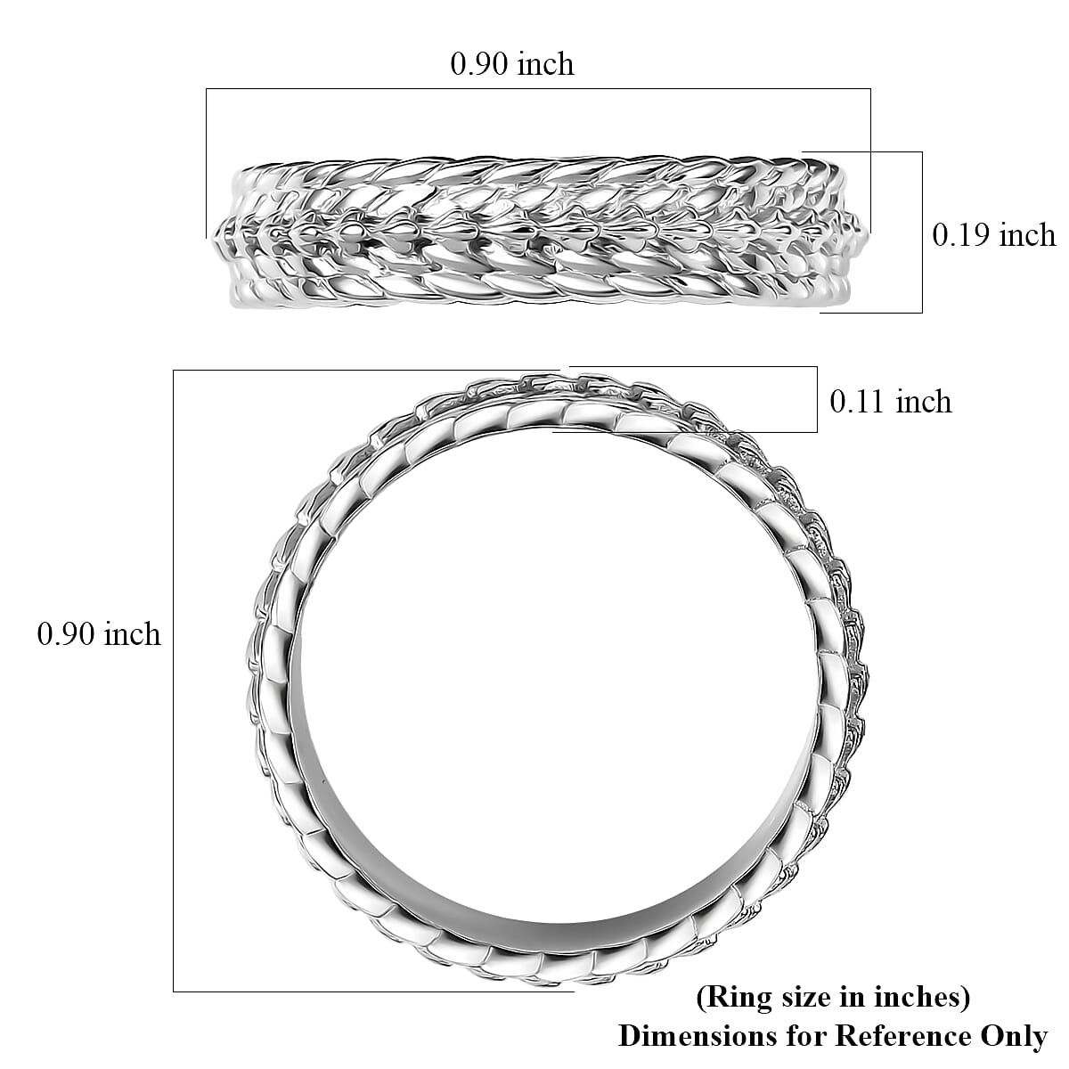 D'Joy Platinum Over Sterling Silver Leaf Vine Band Ring (Size 10.0) (3.60 g) image number 5
